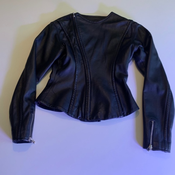 BLACK LEATHER MOTO JACKET - Picture 1 of 5